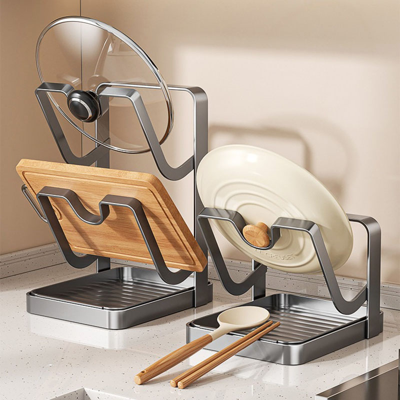 Kitchen Baking Pan Organizer - Rak Dapur Multi-Slot dari Baja Karbon