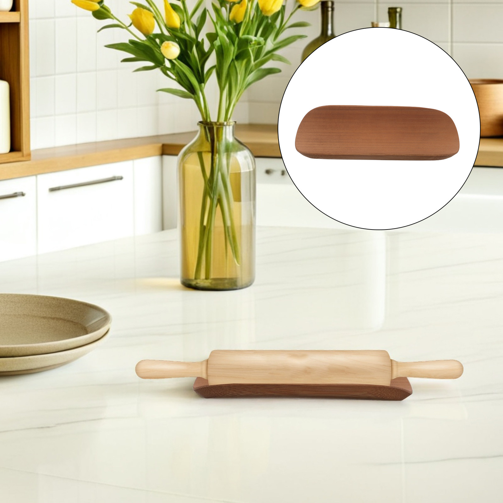 Kitchen Baking Counter - Rak Pajangan Penggilas Adonan Bambu dengan