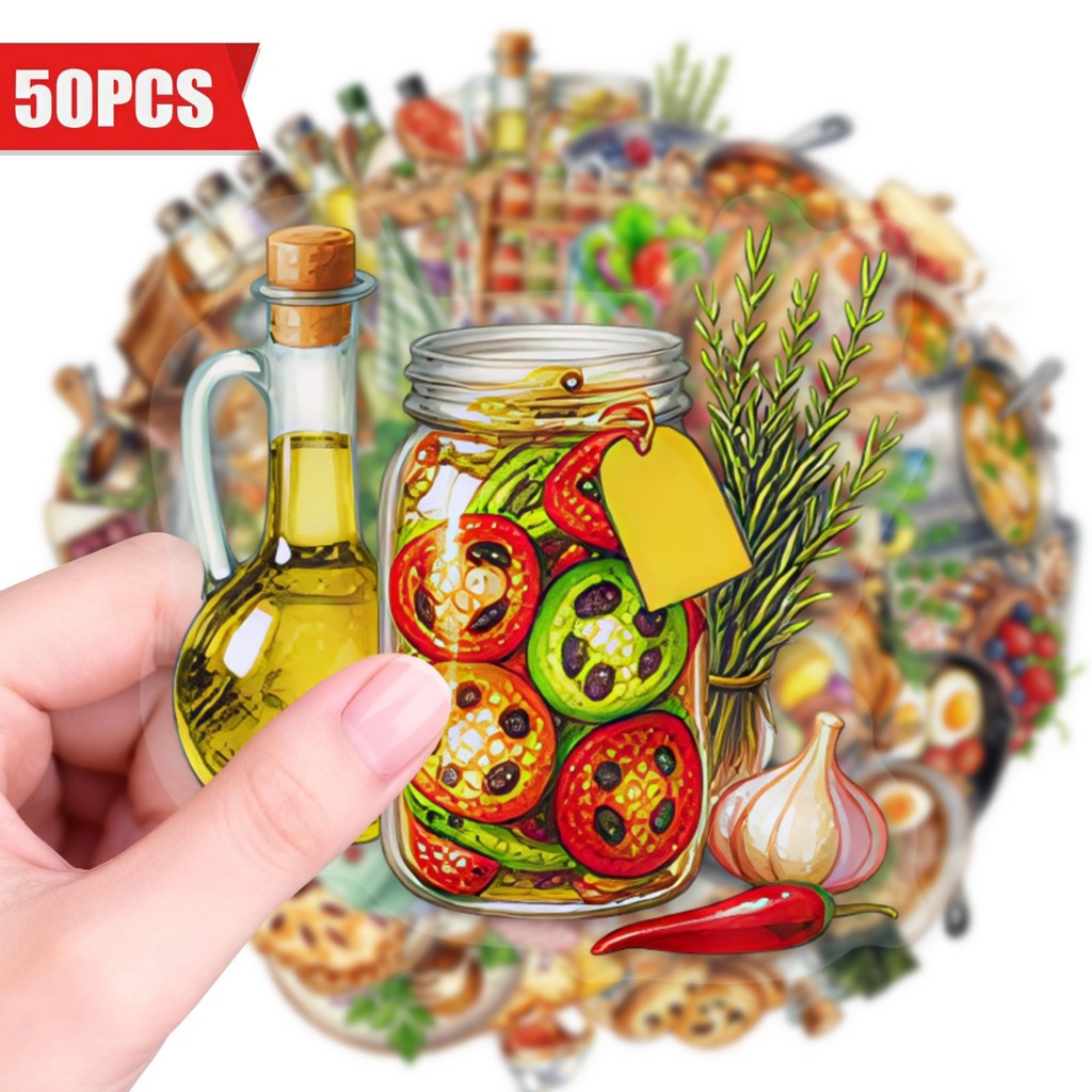 Kitchen Baking Sheets - 50Pcs Stiker Makanan Dapur PET Transparan,
