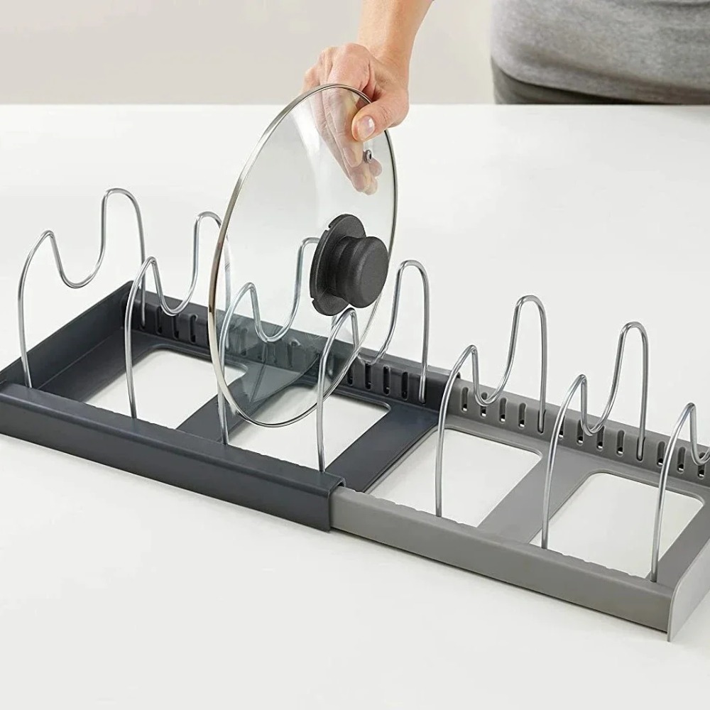 Rak Panci Teleskopik 7-grid, P - Kitchen Baking Pan Organizer ulasan dan harga